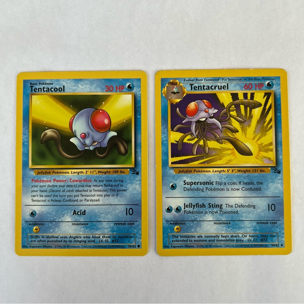 Vintage Pokemon Tentacool & Tentacruel Fossil Set Playing Card